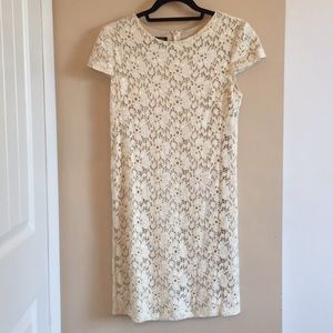 Suzi Chin Cap Sleeve Lace Overlay Dress